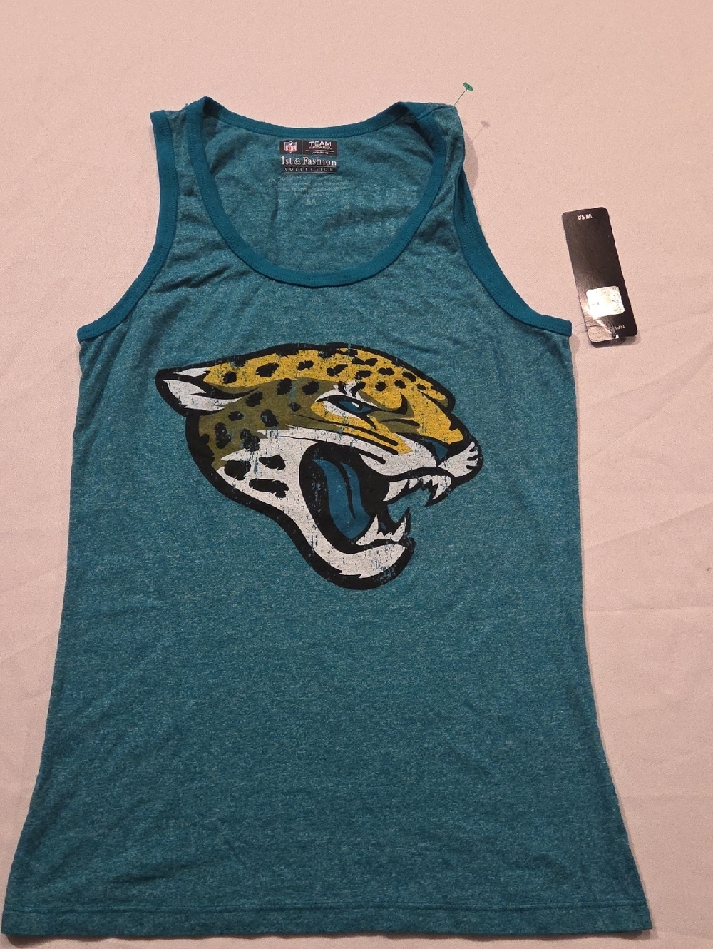 NFL Teal Women's Muscle Tank with Jaguar Head Graphic